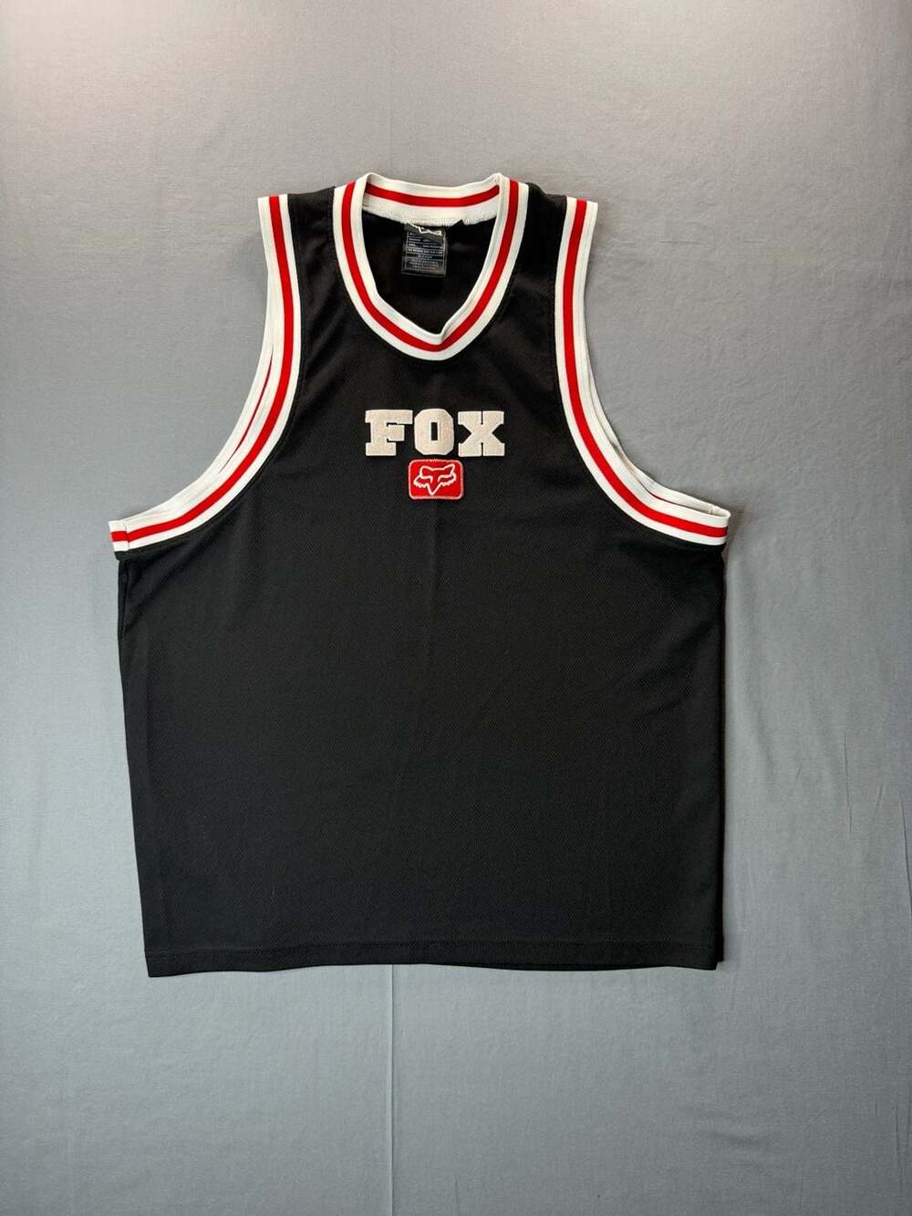 Y2K Fox Racing Basketball Tank Top Black Mesh Vintage Sleeveless Large
